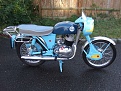 32DCX113 Ralph Mynns bike fitted with BSA Bantam tank owing to original 'melting' due to ethanol. The grey/blue seat is off his Essex, he does still have the correct red one.
Now (8/18) refitted with original tank that has an alloy liner installed.